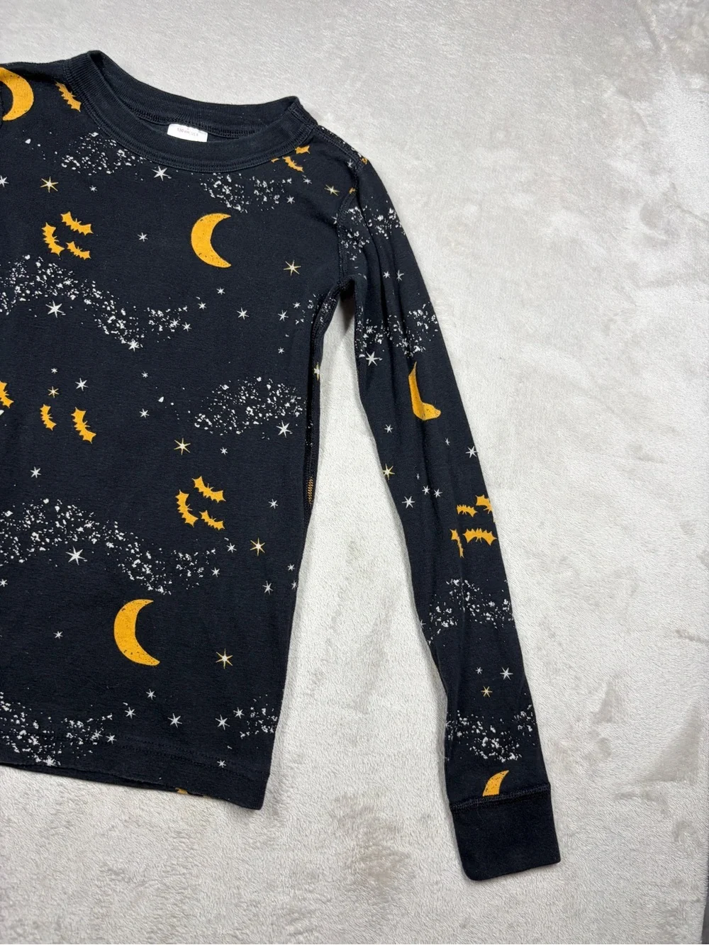 Hanna Andersson Kids Black Stars Bat Moon Midnight Stars Halloween PJ Top Size 8